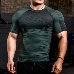 Men Running Compression T shirt Short Sleeve Sport Tees Gym Fitness Sweatshirt Male Jogging Tracksuit Homme Athletic Shirt Tops